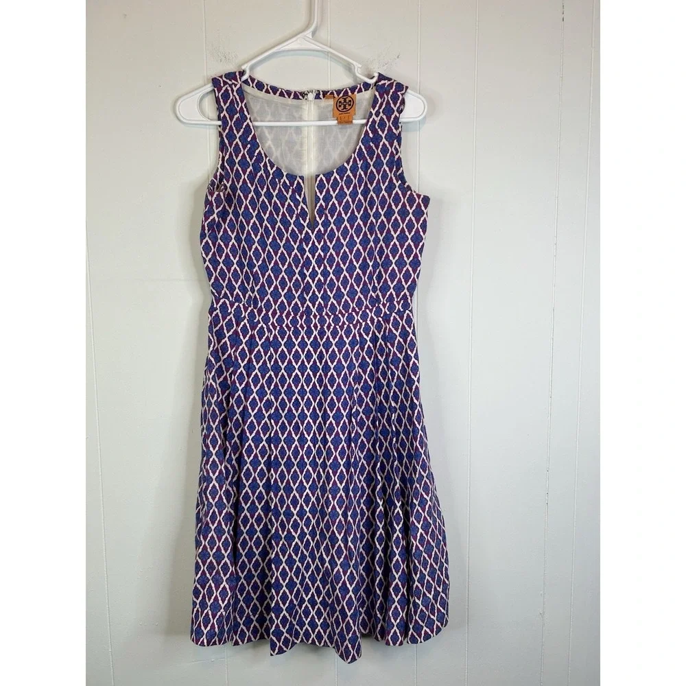Tory Burch Lined Amalia Linen Knee Length Dress Size 2 Designer 354